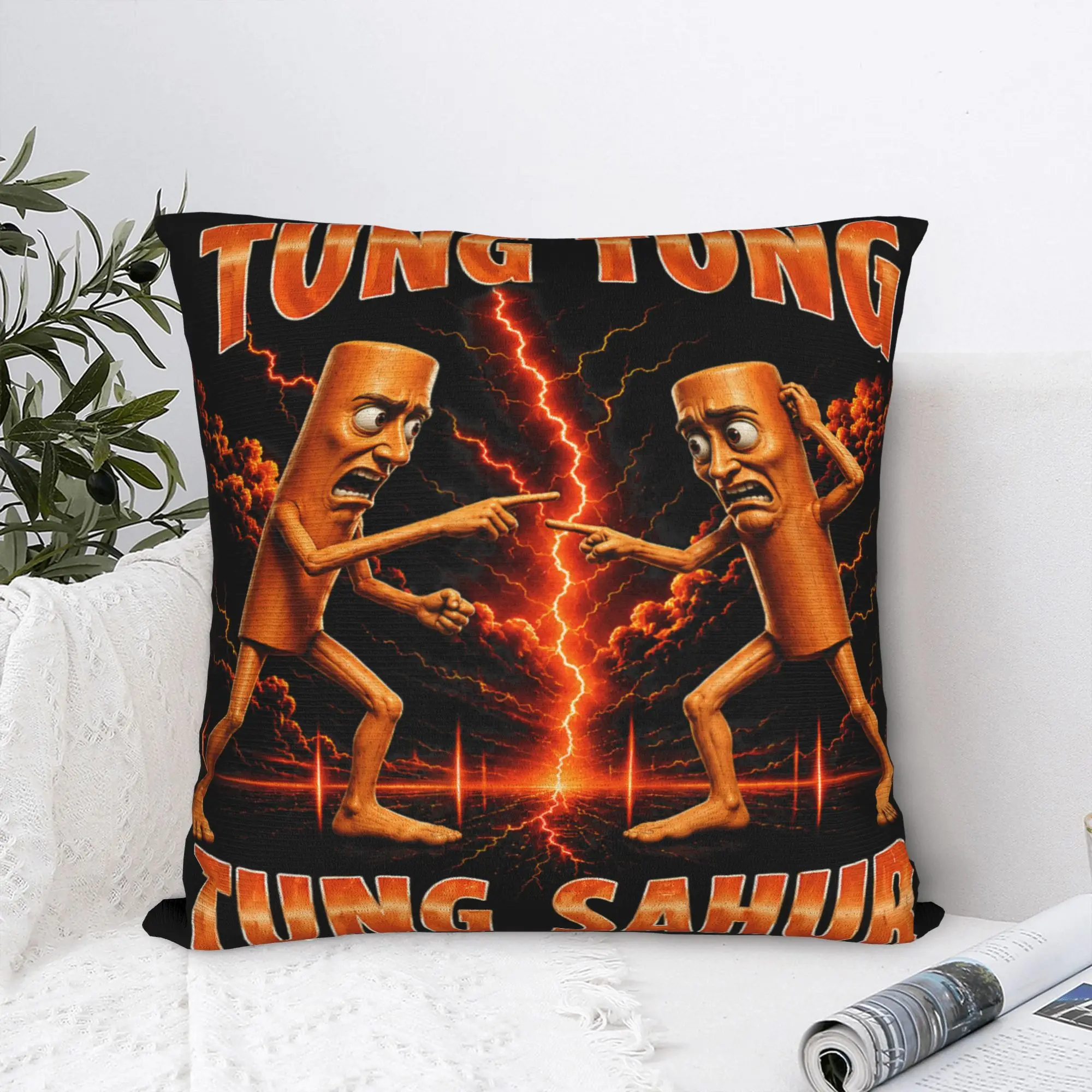 Tung Tung Tung Sahur is Calling Funny Viral Meme Pillow Case  Funny Pillow Cover Print Pillowcases For Chair Sofa Home Decor