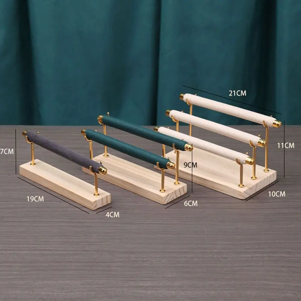 Soporte organizador de anillos de terciopelo, estante de almacenamiento de Metal extraíble, Base de madera, suministros de exhibición, soporte de