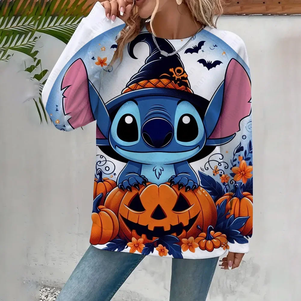 Miniso 2025 Stitch Donna Felpe con cappuccio 3d Cute Cartoon Stampa Donna Moda Felpe Street Style Autunno/Inverno Nuovo pullover