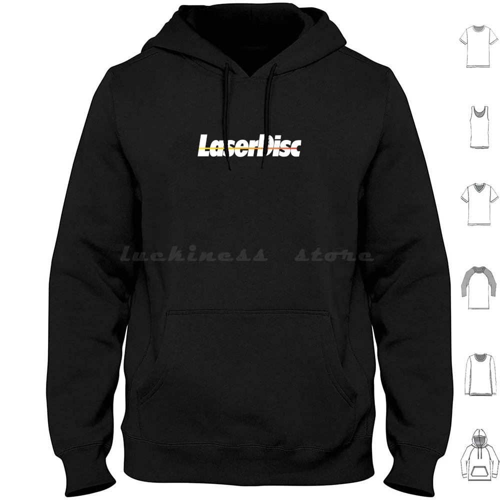 Laserdisc Logo 90s Video Hoodies كم طويل Laserdisc Vintage Video Vhs 80s 90s Movies Film