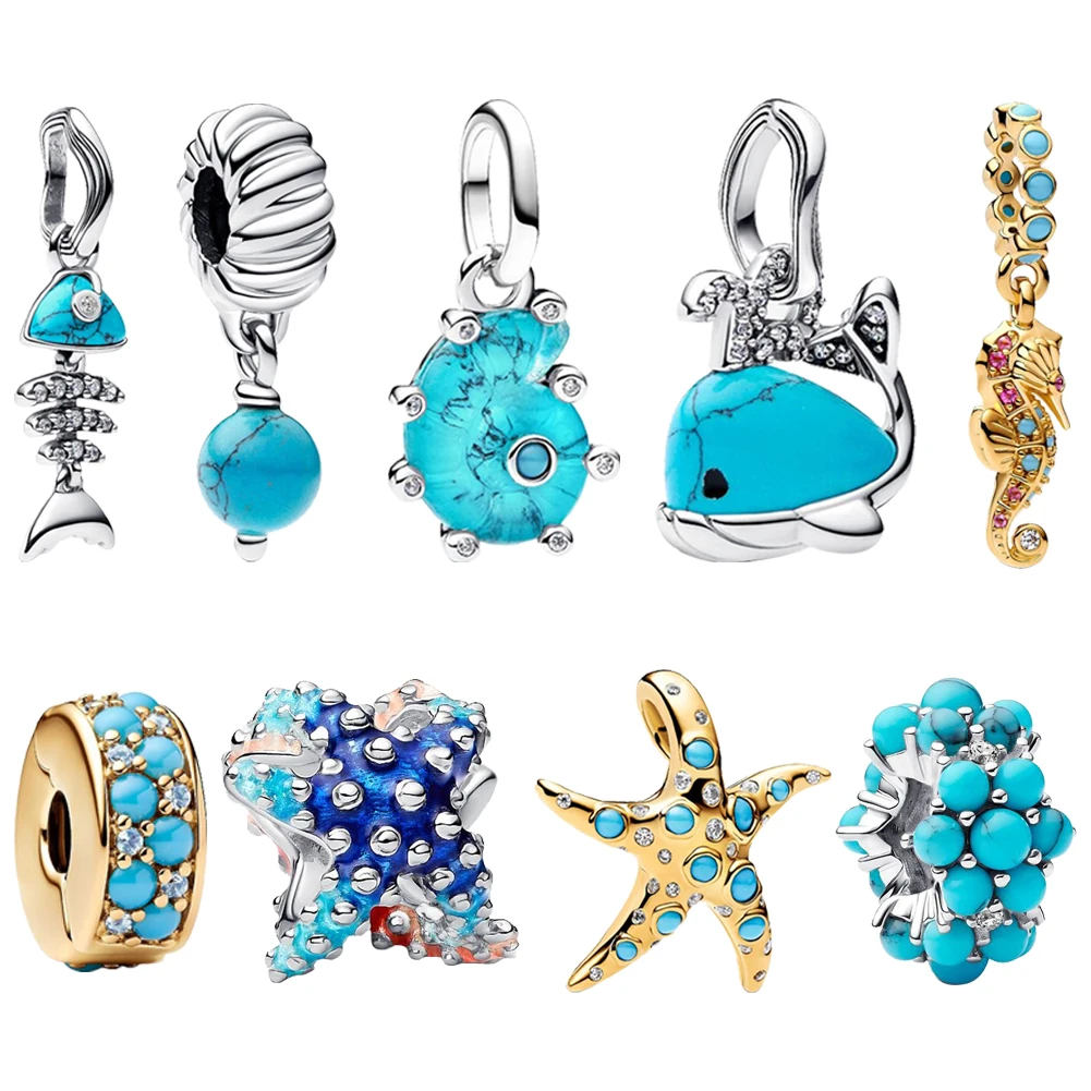 

New 925 Silver Ocean Series Exquisite Bead Pendant Suitable for Women's Original Bracelet DIY Party Jewelry