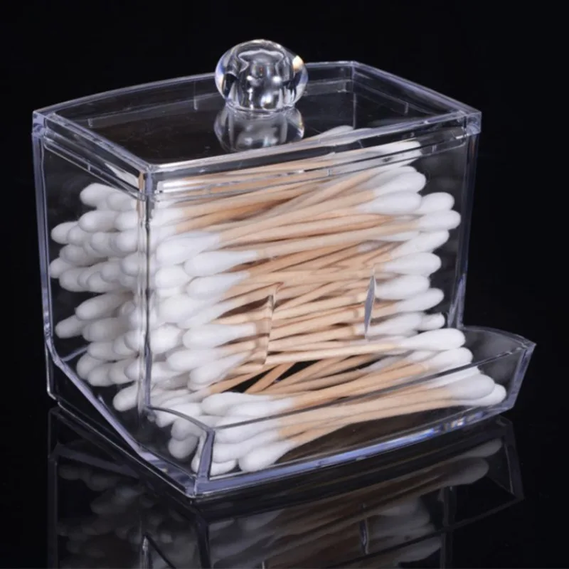 

1pc Cotton Swab Pads Holder Organize And Store Cotton Buds In Style With Wood Lids Perfect For Bathroom And Apothecary Jars