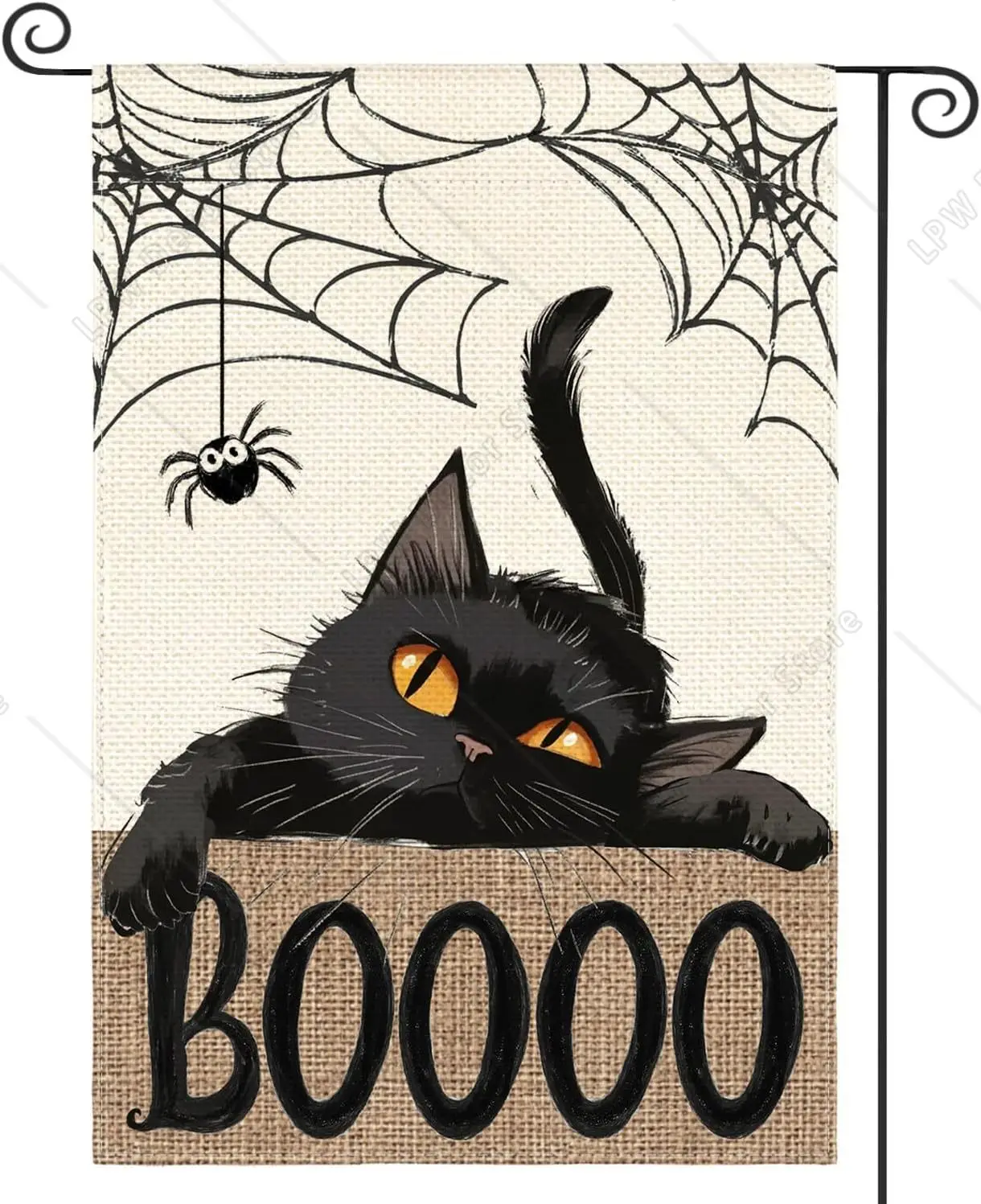 Black Cat Halloween Garden Flag for Outside Weather Fade Resistant Yard Outdoor Decor Features Boo