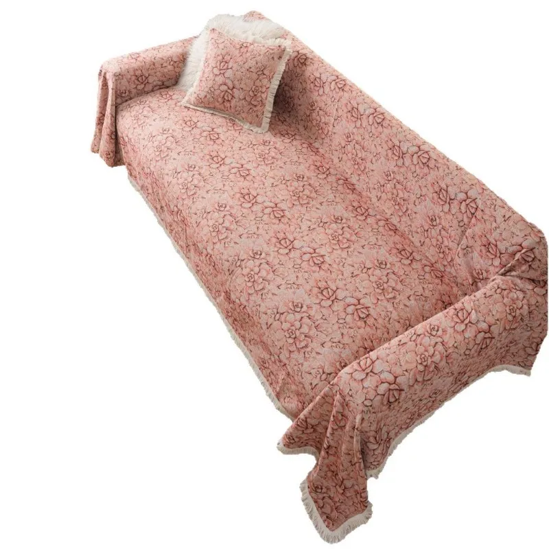 Sofa Towel Prevent Cat Scratching Jacquard Flower Bird Green Retro Festive Thick Sofa Cover Blanket