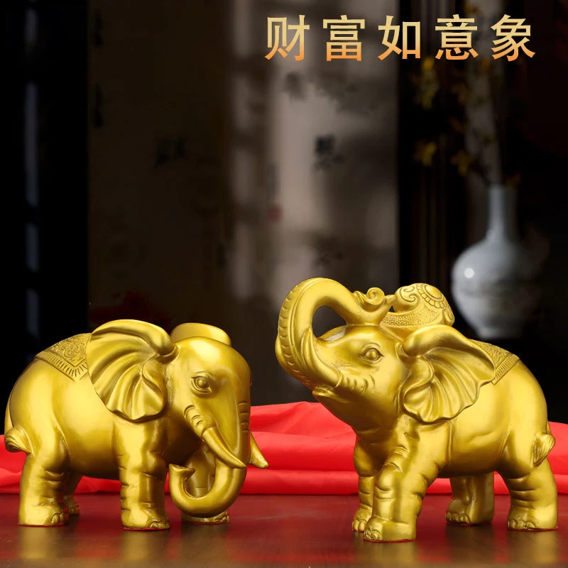 

1 pair of wealth elephant ornaments auspicious wine cabinets living room dining table decoration sculptures