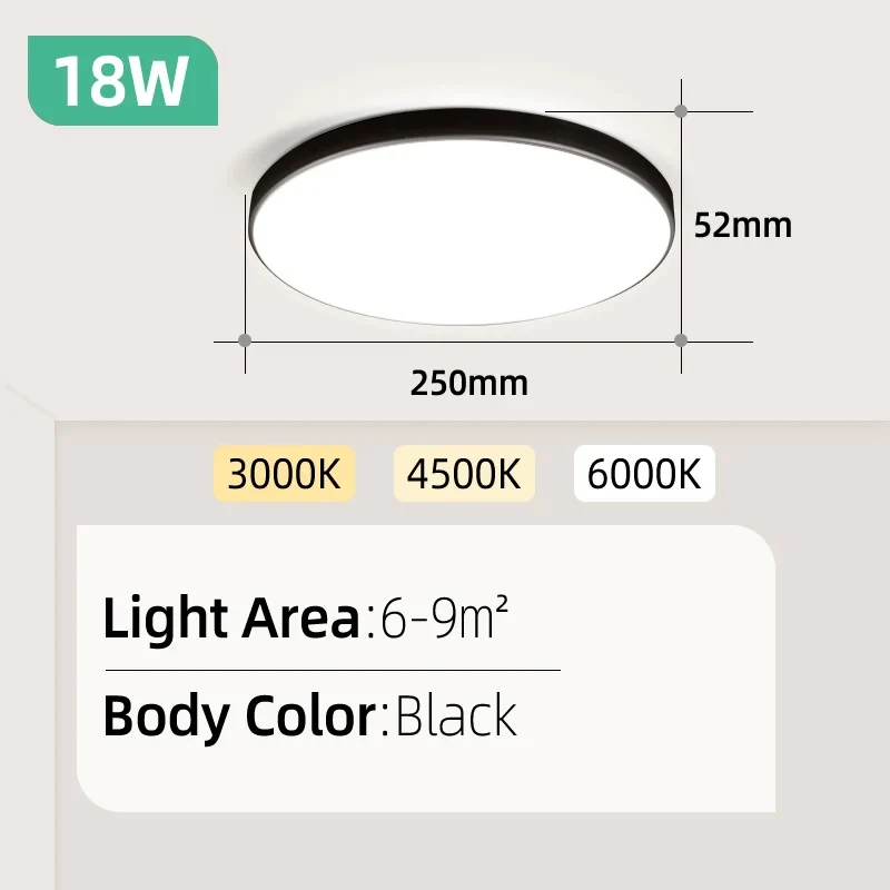 LED-Deckenleuchte, 110–265 V, ultradünnes Panel, LED-Licht für Wohnzimmer, Schlafzimmer, Innenbeleuchtung, 20 W, 30 W, quadratische runde Deckenleuchten 6