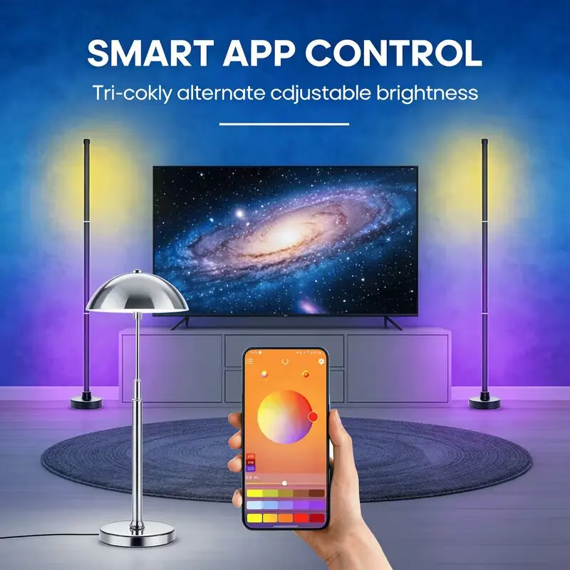 

Minimalist RGB Corner Floor Lamp, Smart APP Dimmable LED Ambient Lighting for Bedroom, Office and Gaming Decoration