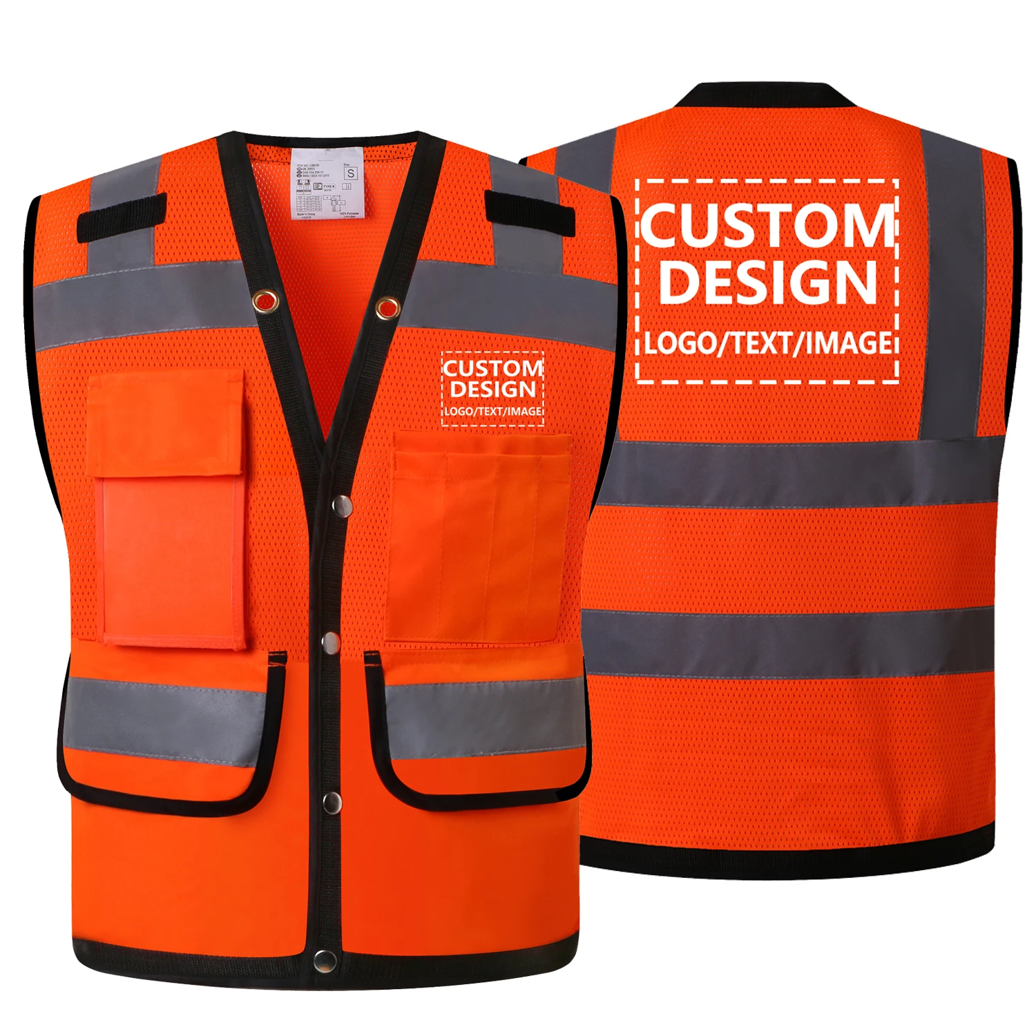 Safety Vest With Customize Logo For Men Hi Vis Vest Jacket High visibility Workwear Custom Reflective Vest With Logo And Text