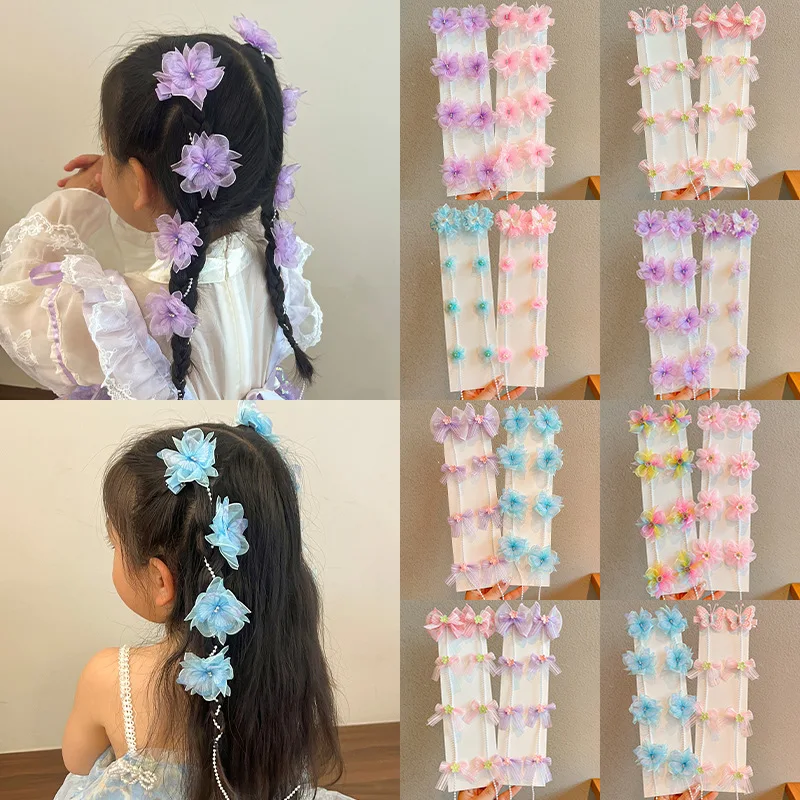 Children's Colorful Flower Braided Hair Butterfly Crystal Chain Girl's Summer Braided Hair Artifact Baby Hair Accessories