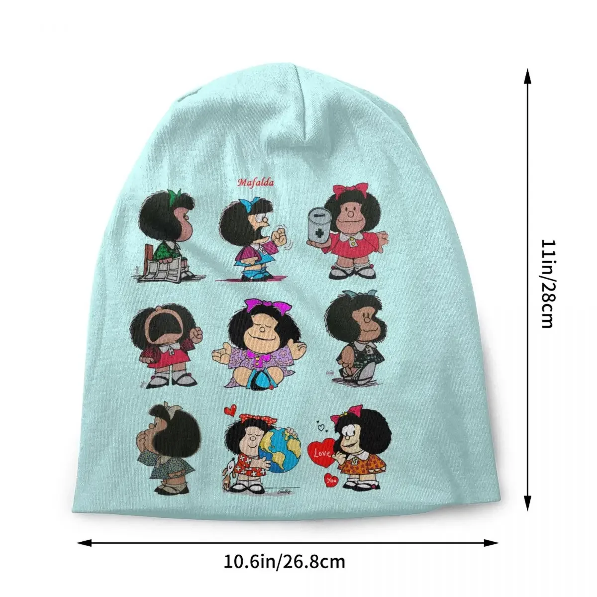 Cute Mafalda Meme Beanie Cap Unisex Winter Warm Bonnet Femme Knit Hats Fashion Outdoor Quino Comic Cartoon Skullies Beanies Caps