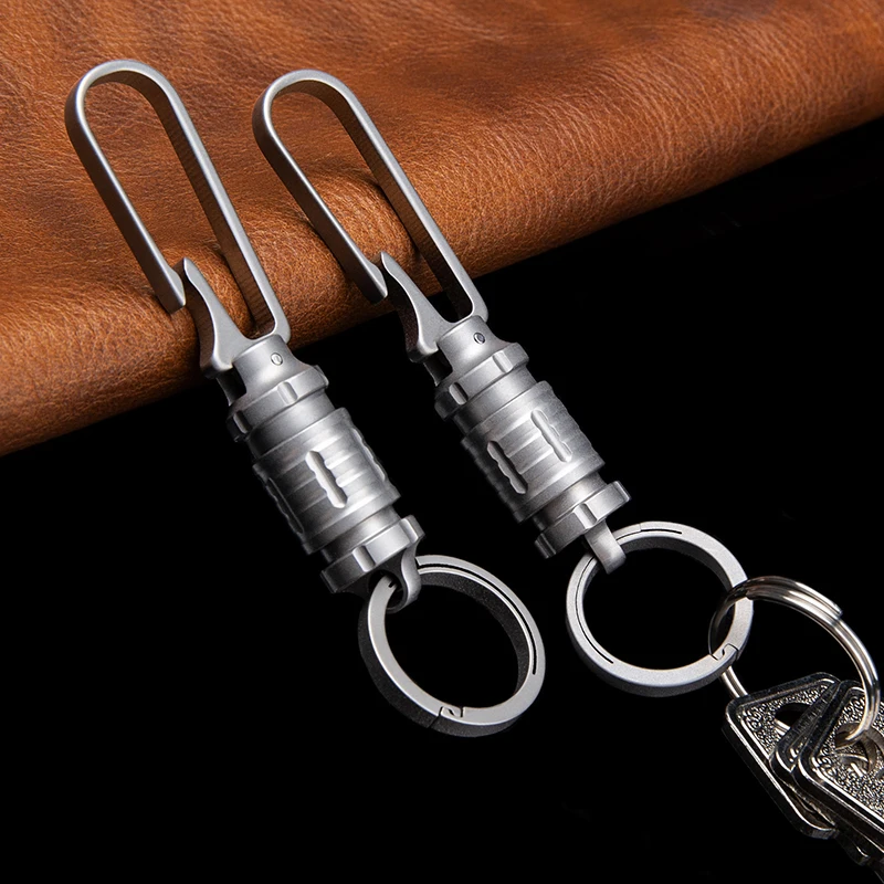 Titanium Alloy Waist Buckle KeychainDrawable Package Opener EDC Tool Key Holder  Multitool 360 Degree Rotary Car Key Ring