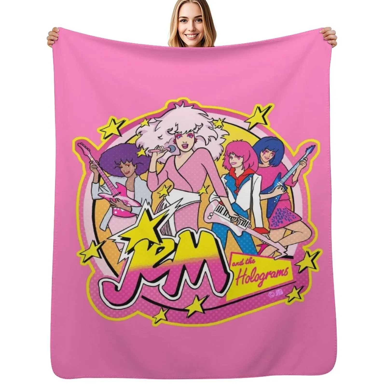 80S Jem and the Holograms HIGH QUALITY Throw Blanket Cute Plaid christmas decoration Soft Big Vintage Sleeping Bag Blankets