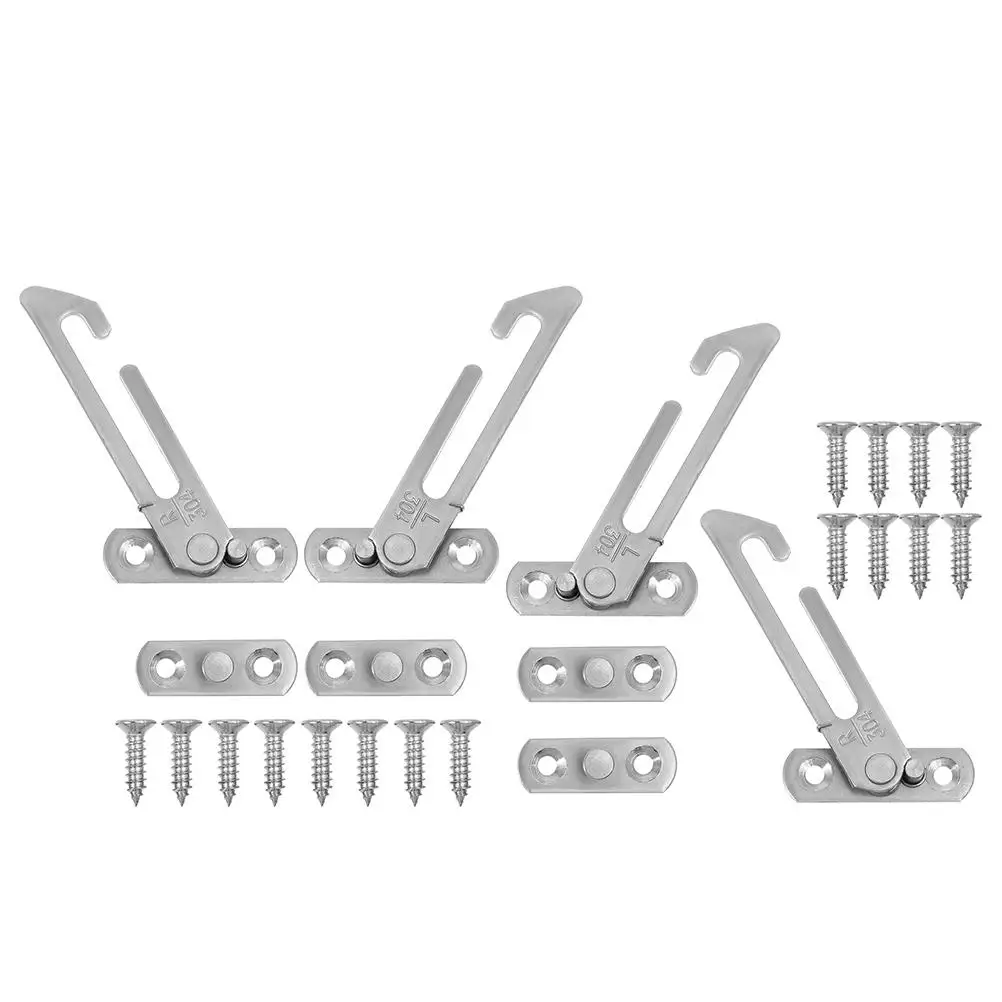 

4PCS Stainless Steel Window Safety Locks Child Locks Easy Installation Ventilation Limiters Opening Angle Restrictors For