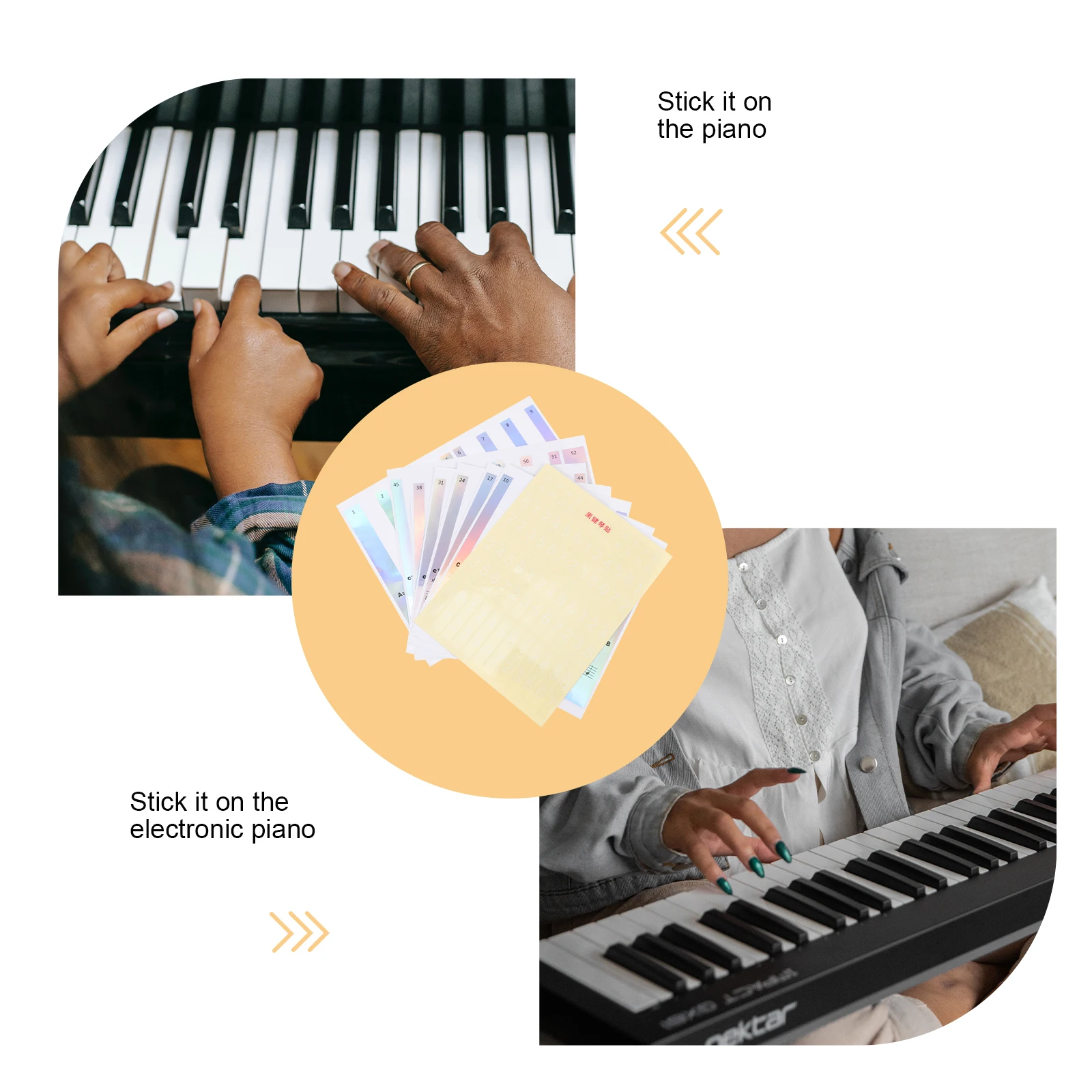 

2 Pcs Piano Learning Accessory Keyboard Phonetic Stickers Note Music for Keys Removable