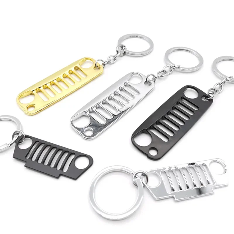 JDM Stainless Steel Car Front Grill Design Car Key Chain Grill Keychain Key Ring for Jeep Wrangler JL Accessories Enthusiasts