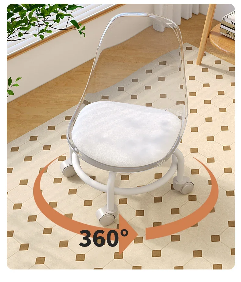 

Universal wheel small stool with wheel household pulley low small bench sofa round acrylic backrest small chai
