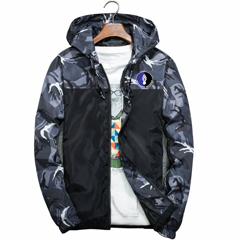 

2025 Spring Autumn French Gendarmerie Logo Print Comfortable Long Sleeve Hoodies Men's Drawstring Streetwear Casual Jacket Coats