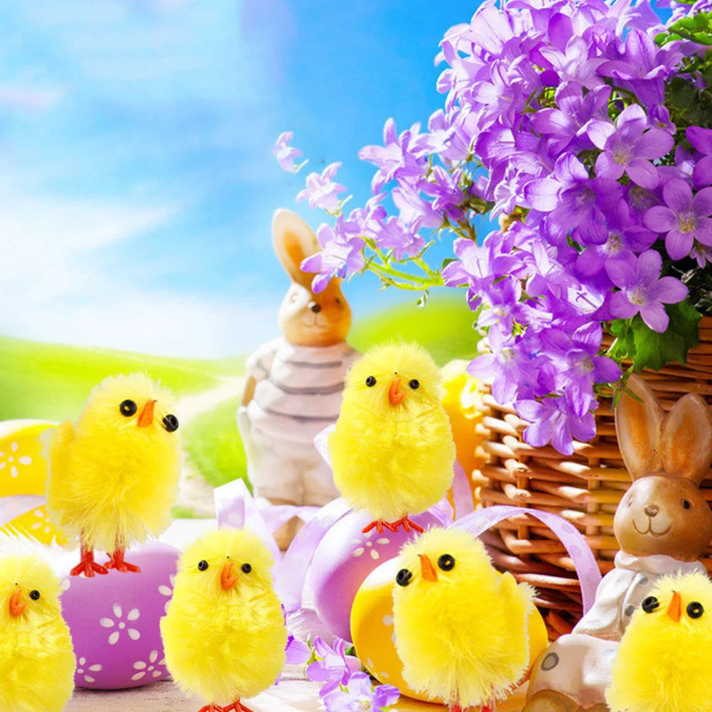 

120 Pcs Cartoon Easter Chick Decoration Child Folksy Party Chemical Fiber and Plastic Mini Chicken