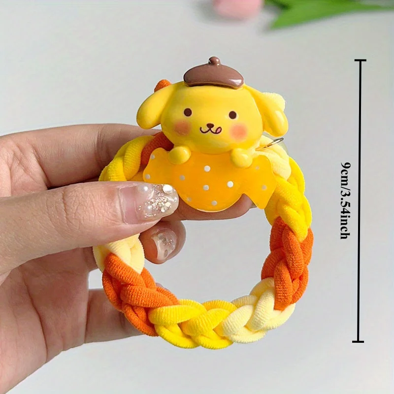 Sanrio Cartoon Hair Ties Thick Weave Headband Kuromi Hello Kitty My Melody Elastic Hair Ropes Women Daily Hair Accessories