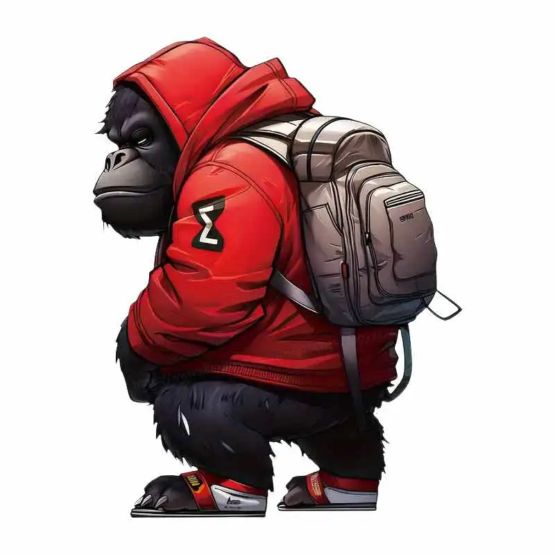 

Gorilla Animals carrying schoolbags Car Sticker Vinyl Decal Waterproof Rear Window Motorcycle Bumper Laptop Decoration SH1048