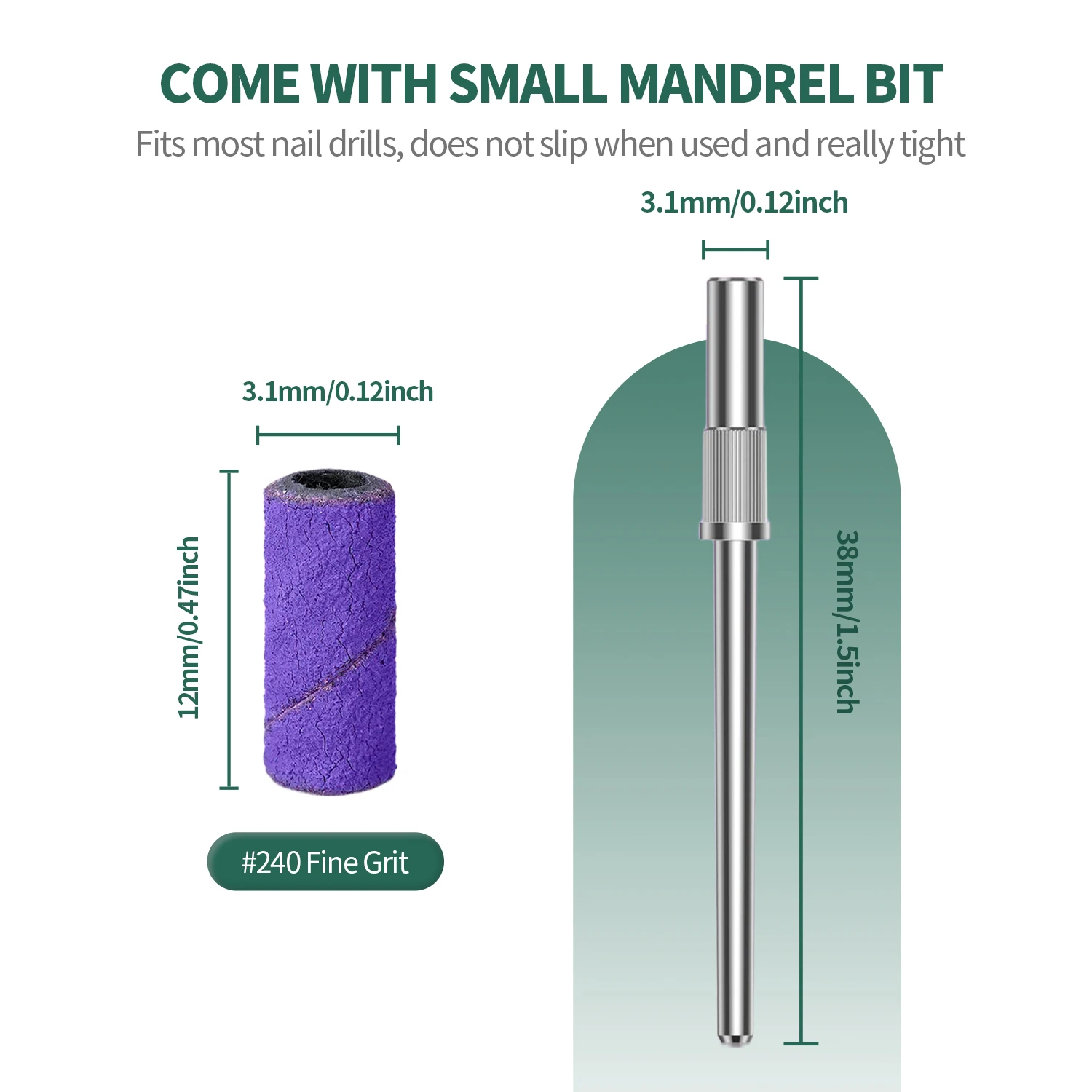 ネイルポップ 100個入り ミニサンディングバンドキット ネイルドリルビット 80 # 120 # 180 # 240 #   アクリル除去用ジェルネイルポリッシュアクセサリーツール