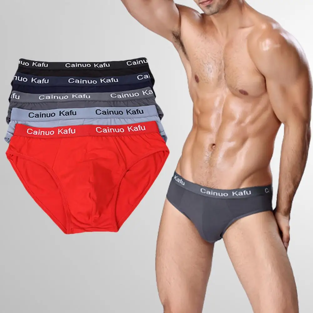 Letter PrintMen Briefs Low Waist Elastic Breathable Soft Intimate Anti-septic Sweat Absorption Plus Size Men Underpants Men Clot