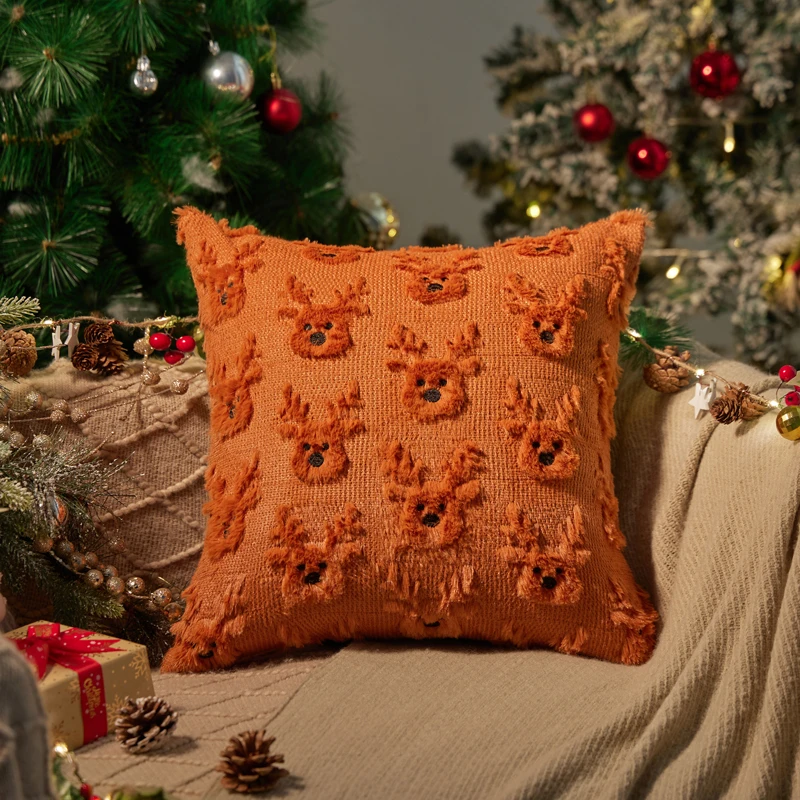 Christmas Pillow Covers, Holiday Winter Throw Pillow Covers Christmas Tree Embroidery Pillow Case for Sofa Home Decor