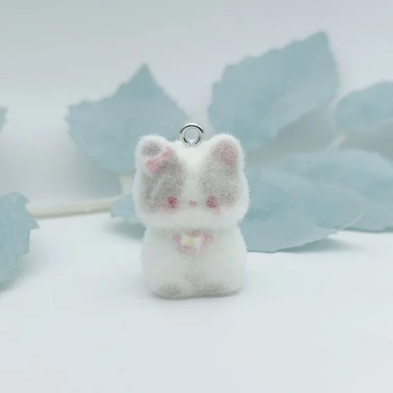 10Pcs Mixed Flocked Kitten Resin Charms Cute Mini Flocking Cat Pendant DIY Handmade Bracelet Keychain Necklace Craft Supplies image 5