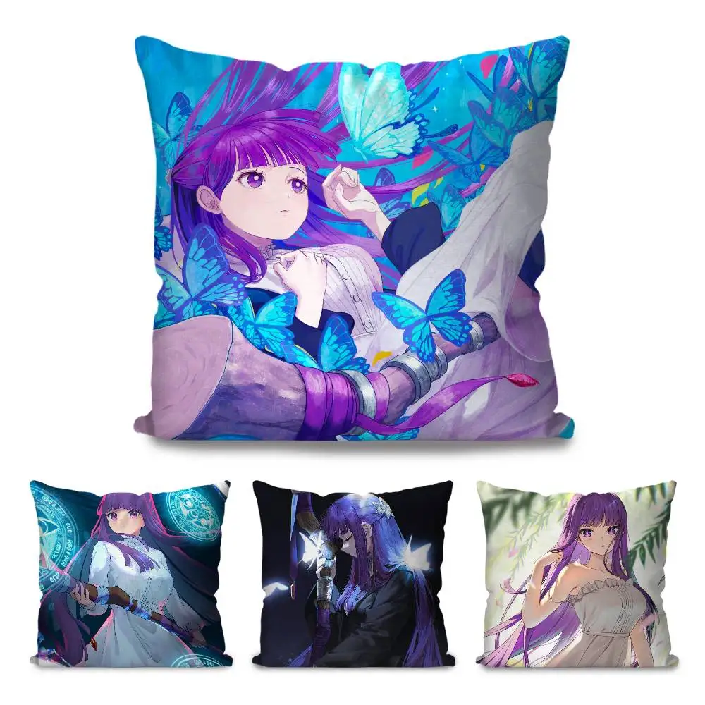 Fern Animation Frieren Beyond Journeys End Pillow Case Fashion Square Pillowcase Bedroom Sofa Room Ins Decoration Leisure