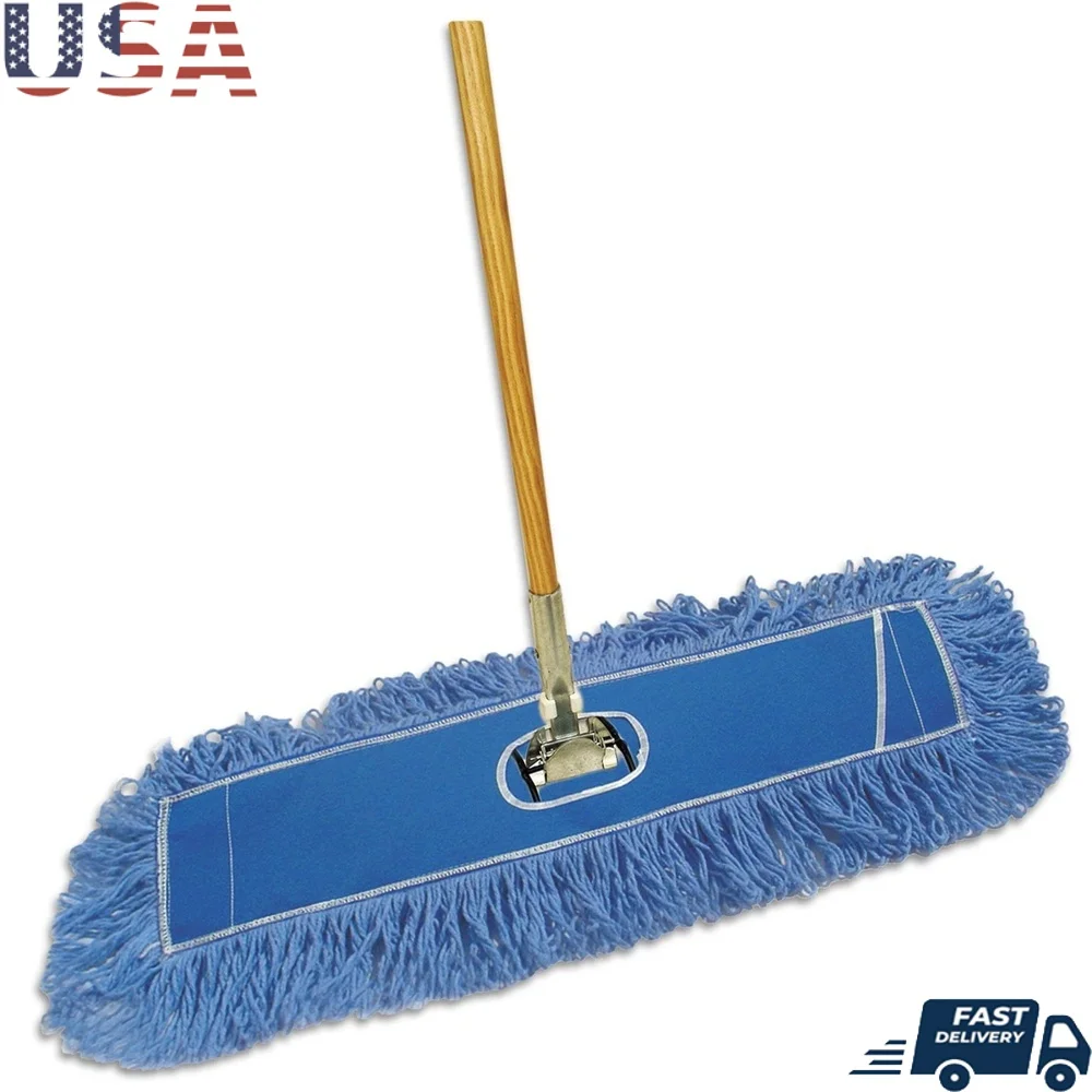

Набор для сухой уборки, 36 x 5, синяя синтетическая головка, 60-дюймовая металлическая ручка из натурального дерева, легко собирается, швабра для пыли, полы