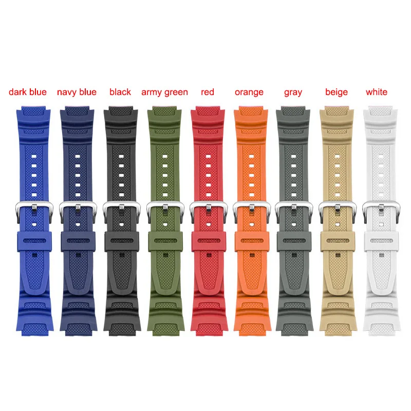 18mm Rubber Watch Strap For Casio AQ-S810W S800W SGW-300H/400H/500H MRW-200H AE-1000W AE-1300/1200 W-S200H/800H/216H/735H Band