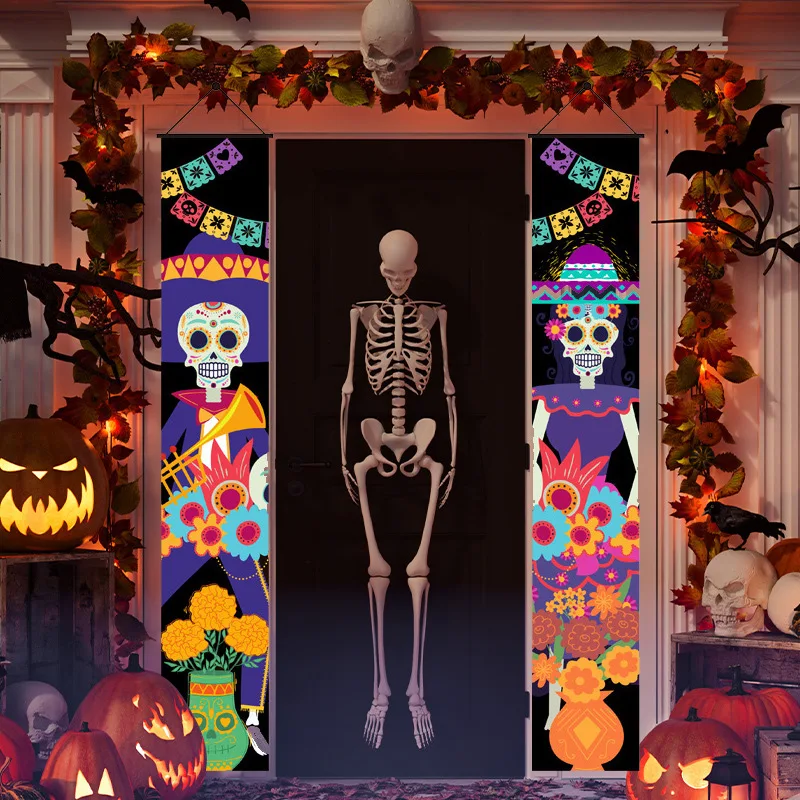 New Halloween Flag Party Decoration Flag Day of The Dead Theme Door Curtain Hanging Flag