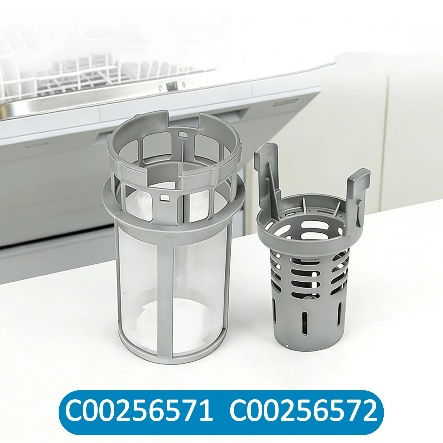 1 Set Dishwasher Central Drain Mesh Filter Complete Unit Compatible with Whirlpool Ariston/Indesit/Hotpoint C00256571 C00256572