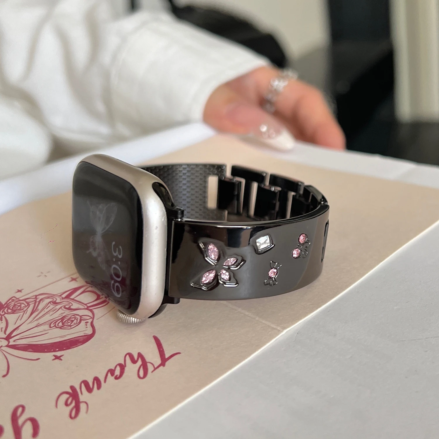 Bracelet en métal pour montre intelligente Huawei Honor l's Fit, papillon de 1ère génération, diamant rose, bracelet de montre intelligent Xiaomi, mode, 18mm