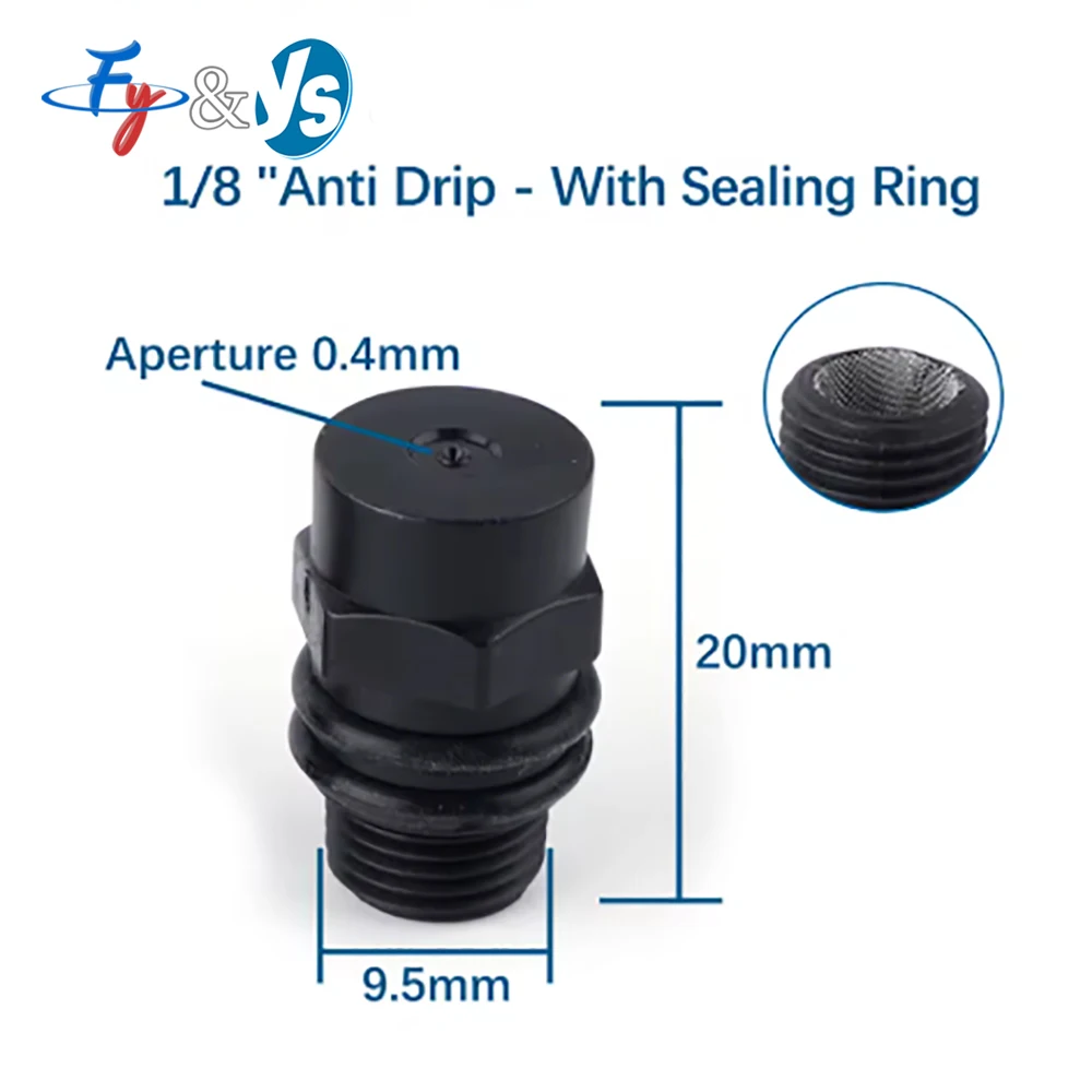 1/8 Inch Male Thread PP Plastic Low Pressure Fine Atomizing Anti Drip Spray Nozzle For Industrial Cool Disinfection Humidify
