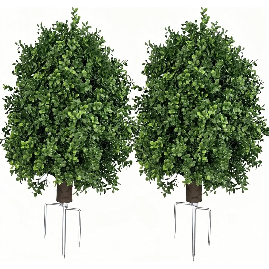 

Boxwood Topiary Bush Artificial Topiary for OutdoorsEvergreen Plants Topiary Ball Tree UVResistant 2Pack for Front Porch Garden