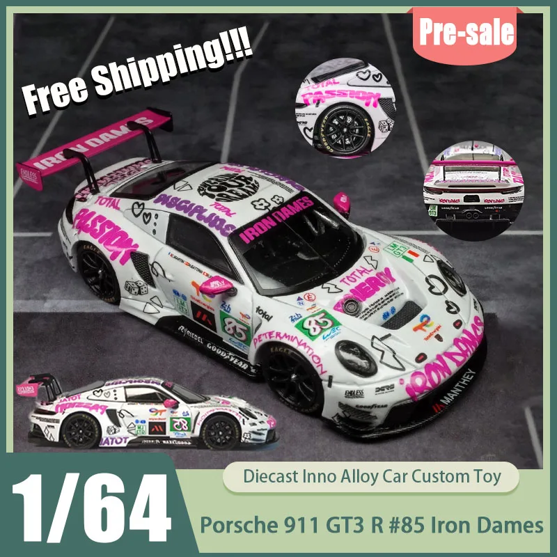 

Trends Hobby 1:64 Porsche 911 GT3 R # 85 Iron Dames Pre-Order Le Mans 24h 2025 Коллекционная модель с открывающимся капотом, лимитированная серия, гоночная версия