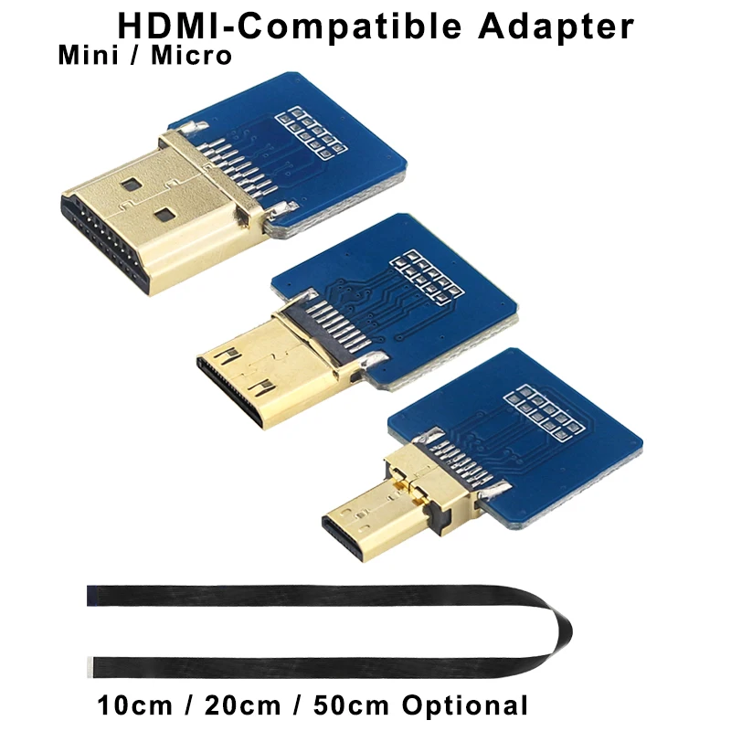 HDMI-Compatible Connector Flex Flat Cable for Raspberry Pi 4 Micro Mini HDMI-Compatible 20pin FFC 10 20 50cmRibbon FPV Orange Pi