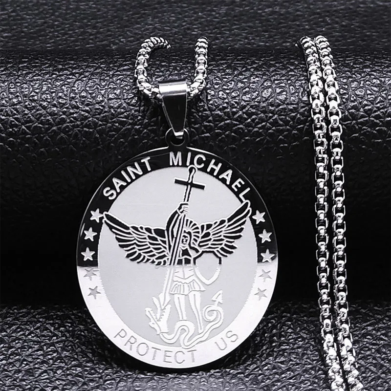Zeven Aartsengelen Amulet Rvs Kettingen Mannen Zegel van Solomon Talisman Ketting Bescherming Sieraden kraag hombre N1162S2