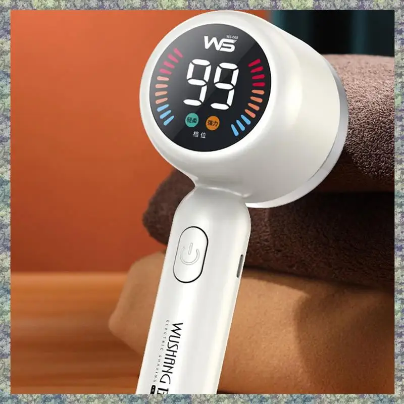 

WON Clothes Lint Remover Hair Ball Trimmer USB Rechargeable LED Display Clothes Lint Remover White