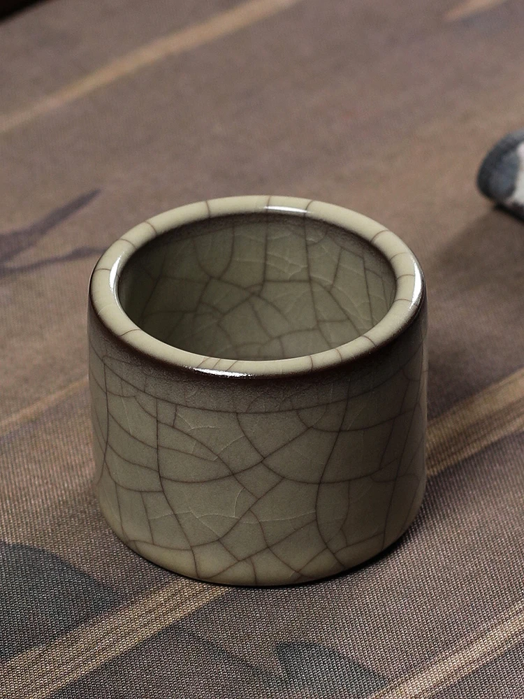 Handmade Blue Porcelain Gongfu Tea Cup Ceramic Ice Crack Master Cup Finger Ring Tea Drinking Vintage Style Tea Set from Longquan