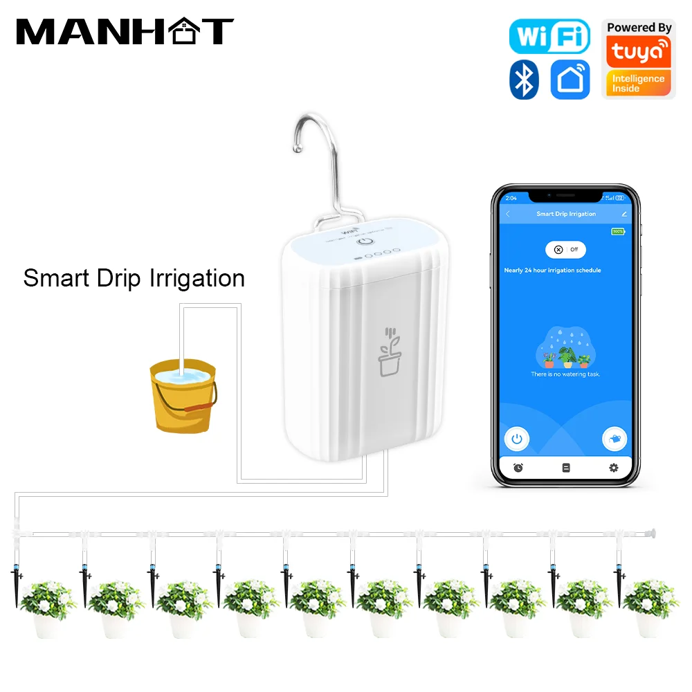 

Умный Wi-Fi таймер для капельного полива Tuya, автоматическая система полива, управление через приложение Smart Life, устройство для полива растений на дистанционном контроле.