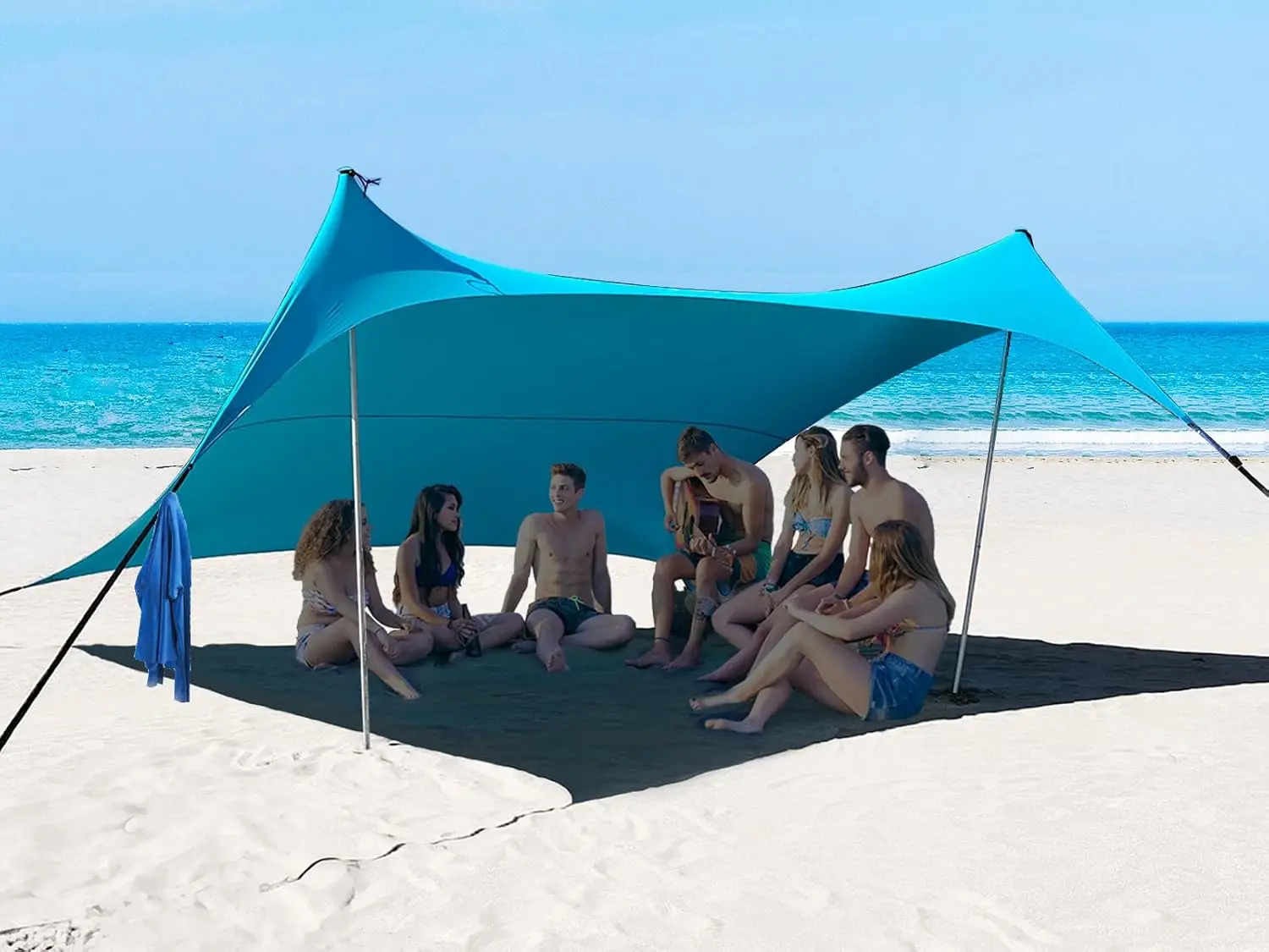 1010ft UPF50+ Beach Tent Sun Shelter, Windproof Stable Outdoor Pop Up Beach Shade Canopy for Camping, Fishing, Backyard Fun or Picnics, 2 Poles