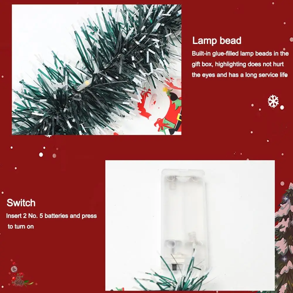 Corda de luz divertida de 5 metros, decoração de floco de neve de Papai Noel, arranjo de cena de Natal e Ano Novo
