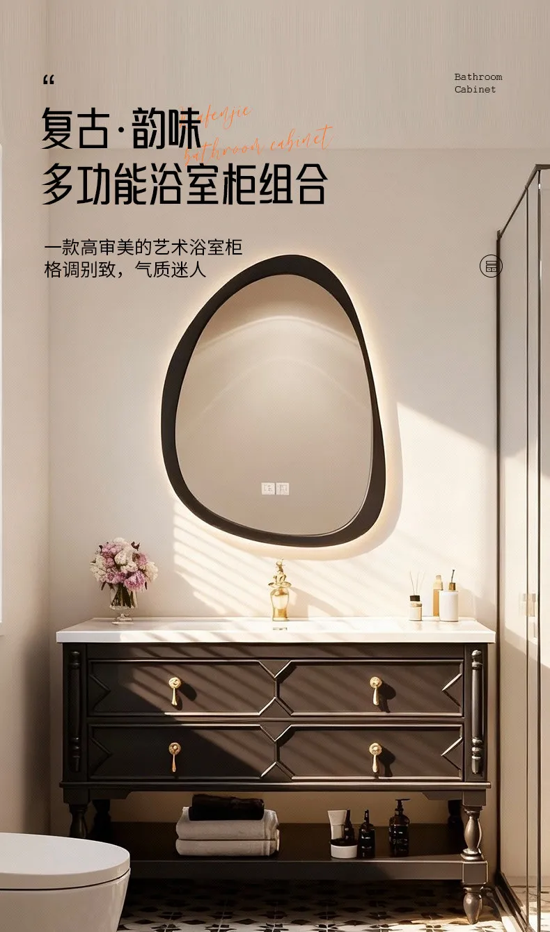 washbasin bathroom cabinet, paint floor-to-ceiling bathroom cabinet, ceramic integrated basin washstand