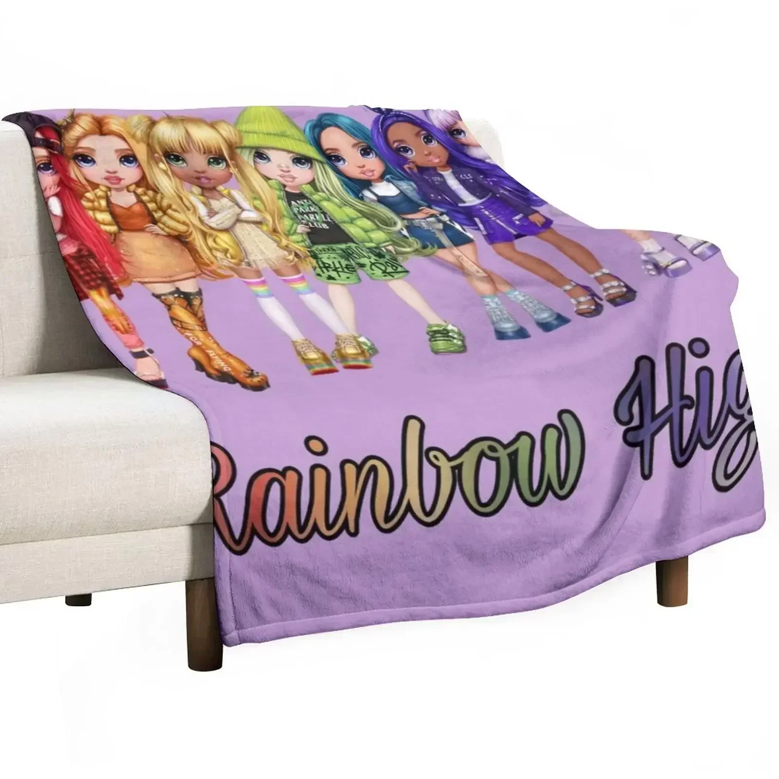 

Rainbow high main characters and logo Throw Blanket Soft Plaid Stuffeds Blankets