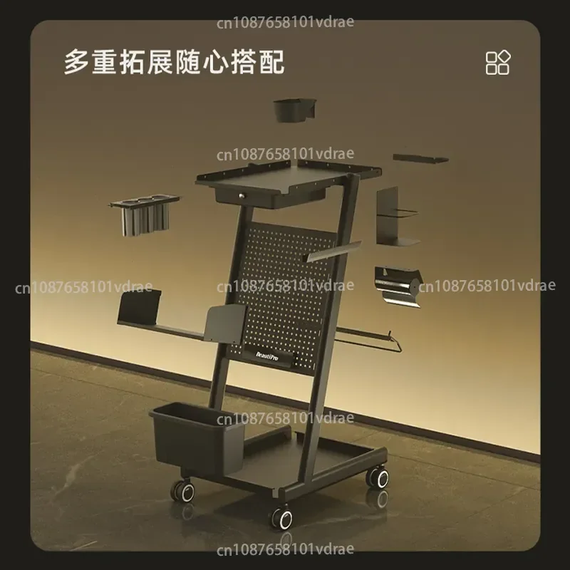 Hairdresser’s Tool Trolley, Perming and Colouring Trolley, Multi-purpose Perforated Panel Trolley for Hair Salons