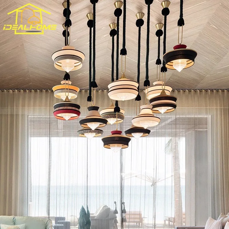 Japanese Minimalist Wabi-sabi Fabric Art Decorative Pendant Lights LED E27 Modern Interior Lighting Restaurant Bedroom Homestay image 2