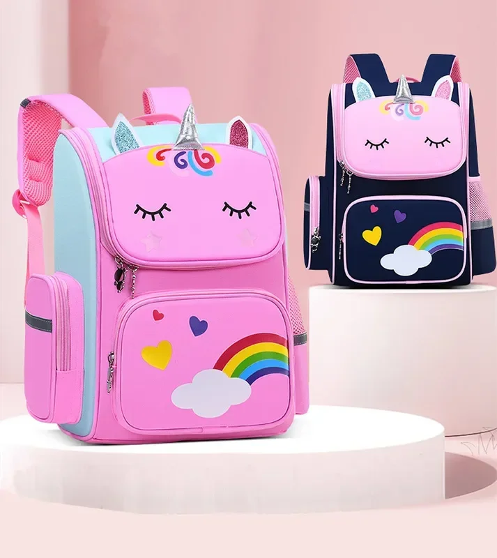 Mochila escolar grande para estudiantes, morral bonito de unicornio de dibujos animados, bolsas para libros de escuela primaria para niñas