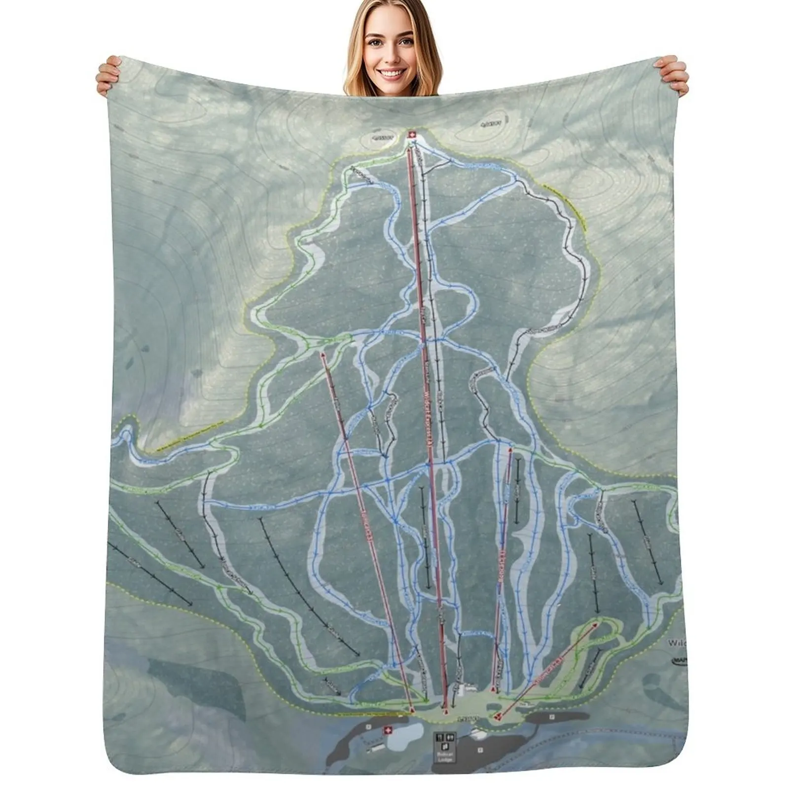 Wildcat Mountain Trail Map Throw Blanket Fashion Sofas Blankets For Sofas Sleeping Bag Decorative Beds Large Picnic Blankets